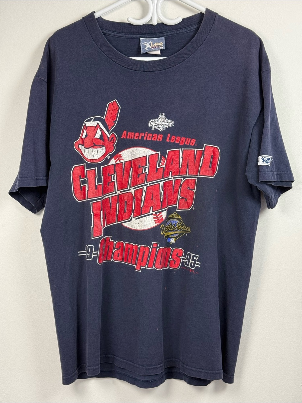 Lee Cleveland Indians Navy Red Champions T-Shirt